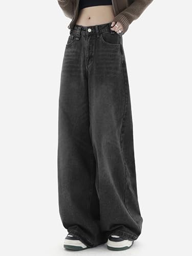 EMMIOL Women Baggy Jeans Wide Leg Mid-Low Waist Jeans Loose Boyfriends Jeans 90s Denim Pants with Pockets2
