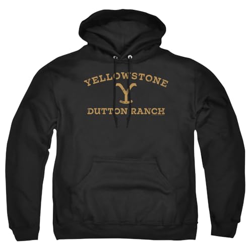 Popfunk Yellowstone Arched Logo Unisex Adult Pull-Over Hoodie (X-Large) Black