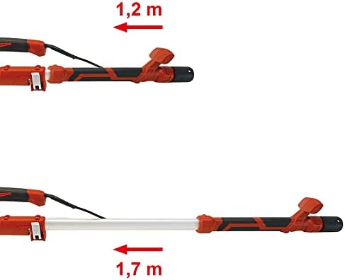 Bild 6 - Matrix Profi Trockenbauschleifer DWS 710 800 Watt Wandschleifer Schleifgiraffe Deckenschleifer Langhalsschleifer | 225mm 4,3kg rot-schwarz Teleskopstiel ausziehbar bis 170cm inkl. Schleifpapier