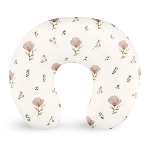 SWESEN Nursing Pillow Covers, Ultra Soft Nursing Cover for Breastfeeding Pillows, Stretchy Nursing Pillow Slipcover for Baby Girls Boys, Fits Standard Nursing Pillow, Floral