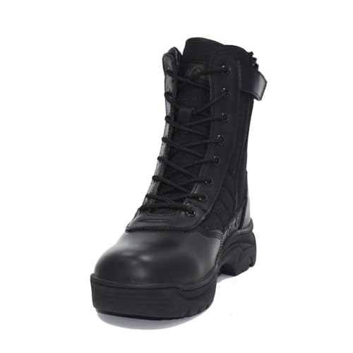 Image of INTAN Mens Military Tactical Work Boots Side Zipper Leather Motorcycle Combat shoes.