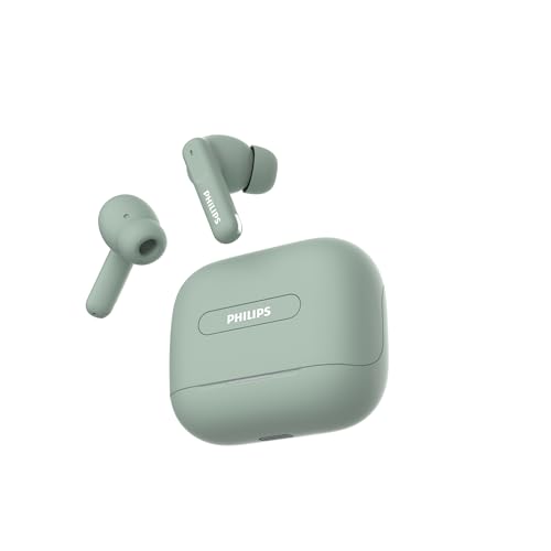 Philips TAT1050GN/94 Truly Wireless Earbuds with ANC, Quad Mic ENC, Up to 50 Hr Playtime, 13mm Neodymium Drivers, Multipoint, IPX5 Water Resistance, F