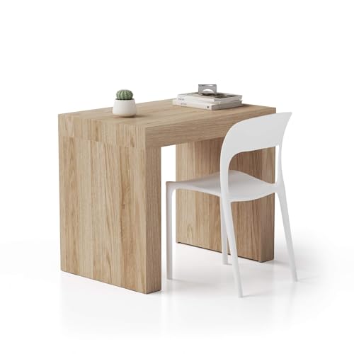 MOBILI FIVER, Escritorio Evolution 90x60, Madera Natural con Dos Patas, Aglomerado y Melamina, Mesa Escritorio para Habitación, Oficina, Made In Italy