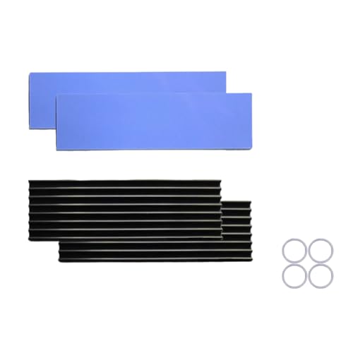 M.2 SSD Heatsink,2PCS 2280 SSD Heat Sink with NVMe Thermal Pad NVMe Heat Sink with 4 Black Rubber Straps for PC/PS5 M.2 PCIE NVMe SSD