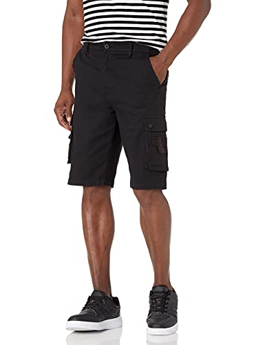 Beverly Hills Polo Club Men's Basic Cargo Shorts Non-Belted, Tuscan Black 6477A, 36
