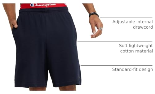 Image of Champion Men's Lounge Shorts, Standard Fit, 9 Inch Inseam, Lightweight 100% Cotton, Available in Regular and Big & Tall