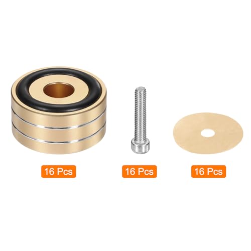 MECCANIXITY 16 Pcs Almohadillas de Aislamiento para Subwoofer, 40x20mm, Pies para Altavoces y Audio, con Tornillos M4, Color Dorado miniatura 3