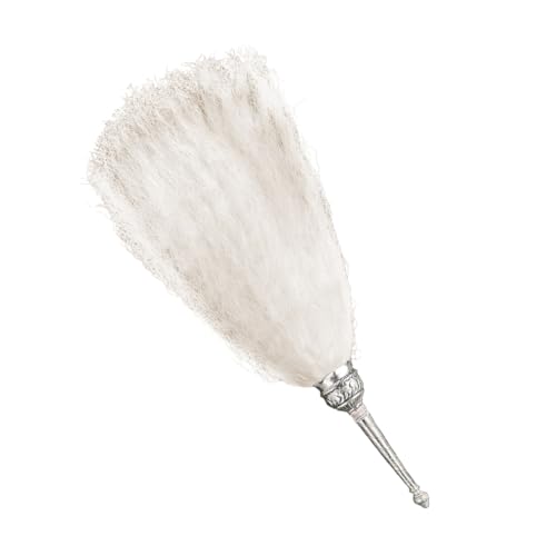 Image of White Chaur Sahib with Elegant Handle for Mandir and Gurudwara Sahib - Ethical Chawar for Pooja Rituals (Hair Weight: 100 gm) [Size: 24 Inches]
