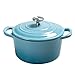 Enameled Cast Iron Dutch Oven with Lid Lightweight Casserole Dishes Saucepan,Non Stick Cooking Pan Pot for Steam Braise Bake Broil Saute Simmer Roast,Blue-16cm
