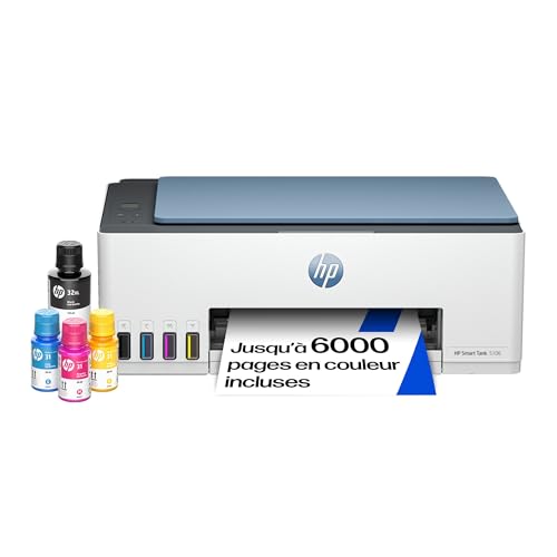 HP Smart Tank 5106, 4A8D1A, Imprimante wireless multifonction couleur, Réservoir d'encre à haut volume d'impression, Jusqu'à 12000 pages noir et 8000 pages couleur, Recto-verso manuel, WI-Fi, Grise