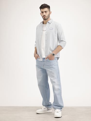 Image of WROGN Men's Cotton Jeans | Mid Rise | Loose Fit