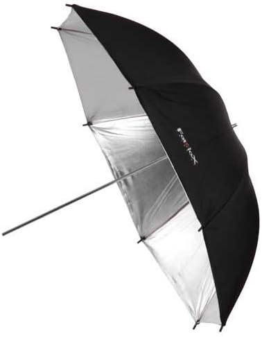 Fotodiox Paraguas de estudio de grado premium, 33 pulgadas, negro y plateado reflectante con interior plateado de grano fino disponible en Yaxa Peru