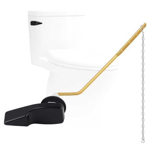 Image of Universal Side Mount Metal Toilet Handle Replacement Kit, Matte Black | Compatible with American Standard /Mansfield /Gerber /TOTO /Kohler Toilet, Toilet Tank Flusher Lever with Flapper Chain