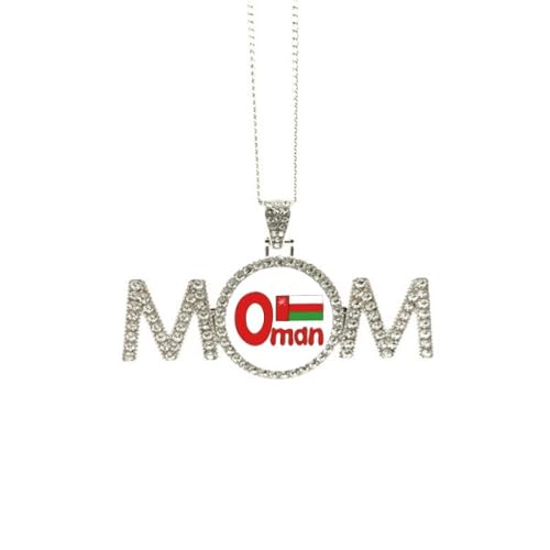 Collier avec drapeau national d'Oman rouge et vert, cadeau de fête des mères pour maman, grand-mère, bijou d'anniversaire, M