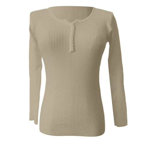 V Neck Sweaters for Women Solid Fitted Long Sleeve Ribbed Knit Pullover - image 5