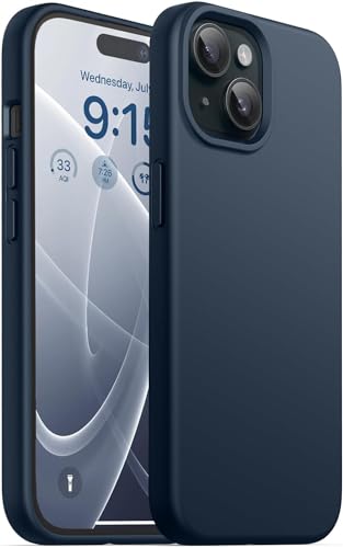 Image of DIZORO Protective Case Compatible for iPhone 15 Case 6.1, Slim Liquid Silicone 3 Layers Full Covered Soft Gel Rubber Phone Case Protective Cover 6.1 Inch (Blue)