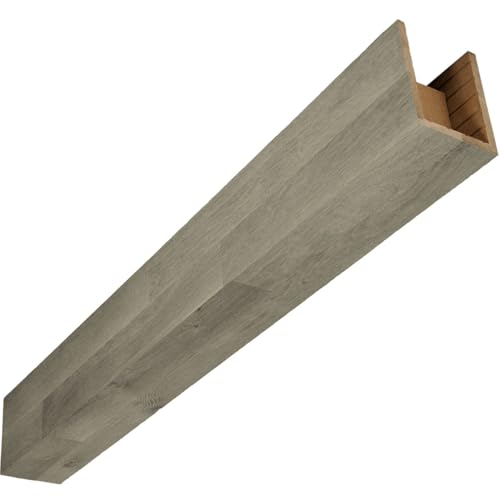 AmeriCraft Wood Wire Brushed Beam, 3-Sided (U-Beam), 9 1/2"W x 9 1/2"H x 96"L, Weathered Grey Finish, Stain Grade White Oak