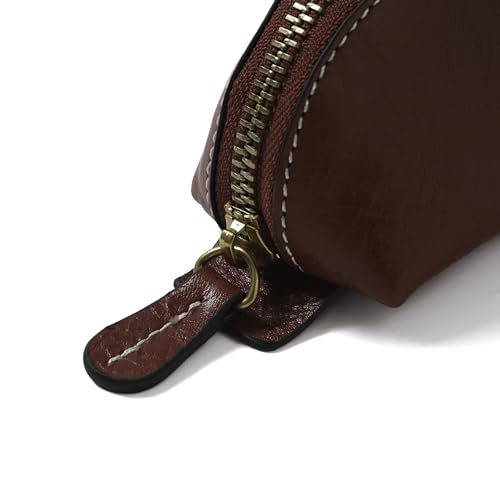 Image of Cockatoo Genuine Leather Pencil Pouch, Accessories holder, Stationery Bag, Zippered Pen Case for Work & Office (Scarlet)