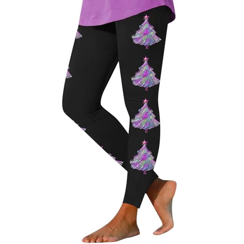 Pantalones de Mujer Leggings Largos elásticos con Estampado navideño Leggings Pantalones Mujer Deportivos (Black, XXL)