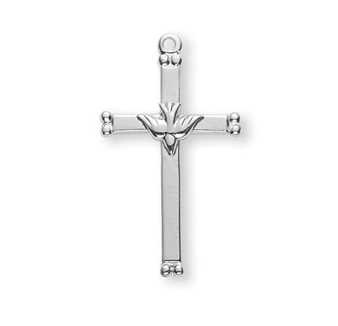 BertofBERTOF BT-CR-109 Holy Spirit Crucifix Sterling Silver 1 1/8"" Crucifix With 18" Chain & Copyrighted Paul Herbert Blessing SILFIX Series