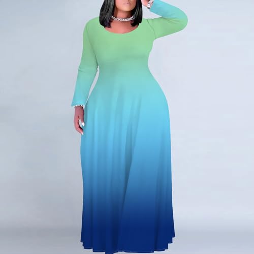 Image of PinkPatty Women's Plus Size Long Sleeve Maxi Dresses T Shirt Boho Fall Dress with Pockets