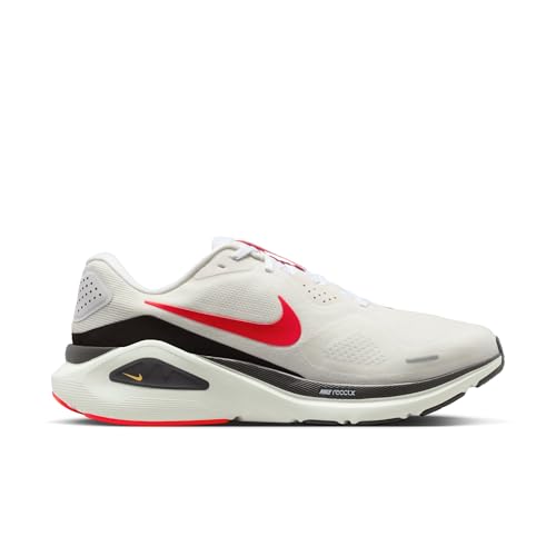 Image of Nike Men Structure 26 Wide White /Bright Crimson-Medium Ash Running Shoes 6 UK