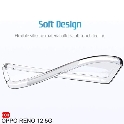Image of TheGiftKart Back Cover Soft Case for Oppo Reno 12 5G | Best Camera Protection | Inbuilt Dust Plugs & Anti-Slip Grip | Ultra Clear Slim Case Cover for Oppo Reno 12 5G (Silicone, Transparent)