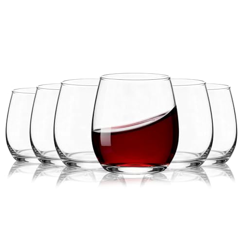 Ausune Lot de 6 verres à vin sans pied de 450 ml pour rouge et blanc