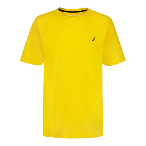 Nautica Boys Short Sleeve Solid Crew Neck T-Shirt Soft Comfortable Relaxed Fit Lemon 8
