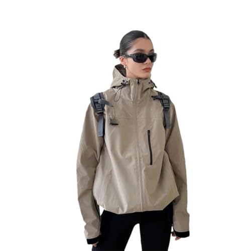 Veste à capuche vintage femme blouson d'automne zippé coupe droite neutre