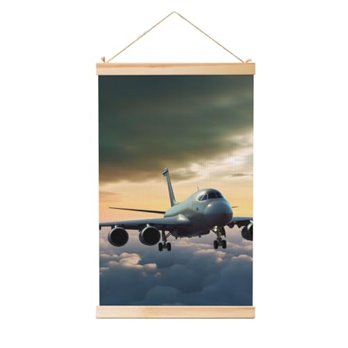 Peinture murale d'avion, cadre bois suspendu et toile imprimée déco 91x61 cm