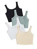 SheIn Women's 4 Pieces Scoop Neck Sleeveless Ribbed Knit Casual Tank Crop Top Multicoloured Small