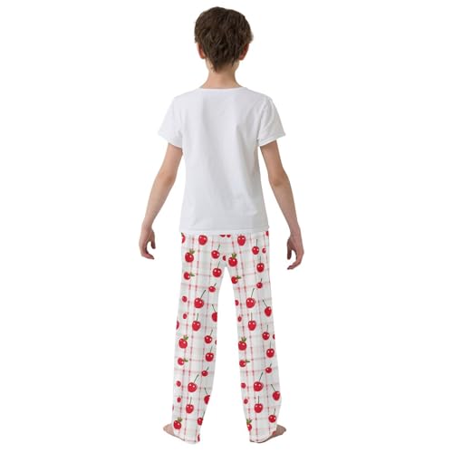Pajama Bottoms, Cherry Gingham Pajamas Pant Sleep Long Pants Lounge Wear Elastic Waist Sleepwear Pjs3