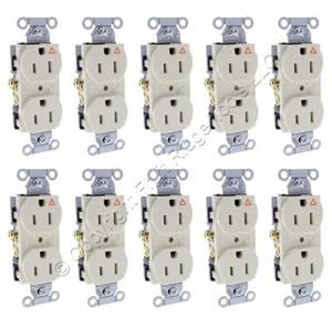 #US 10PK Almond Isolated Ground Commercial Receptacle Outlet 15A IG15CRAL
