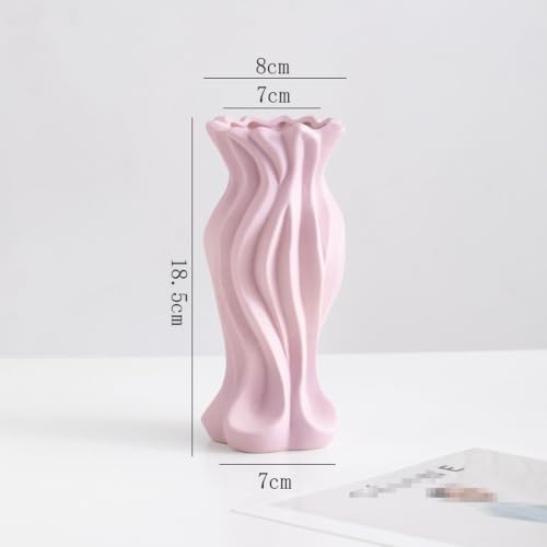 Vase violet en céramique rose E de 18.5cm pour décoration d'entrée design de table - 3