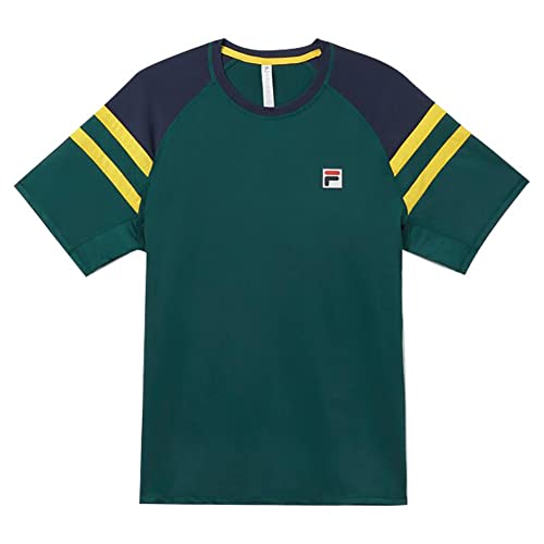 Fila Men's Heritage S/S Crew Deep Teal/Fila Navy/Buttercup M #TOP21