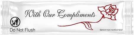 Diamond Wipes Pre-moistened Hand Wipes - “With Our Compliments” Logo 10x8” Extra Thick Lemon-Scented Pack of 500 Individually Wrapped Wet Wipes