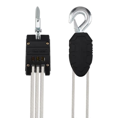 Xstrap Standard Heavy-Duty 2,000Lb Rope Hoist Pulley 50 Feet Wheel Block And Tackle System With 2Pk 18 Inch Soft Loops For Animal Husbandry, Garage, Warehouse, Constructions #TOP6