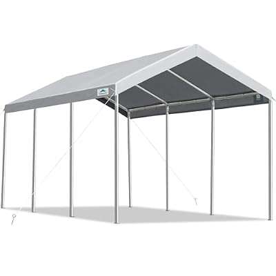 ADVANCE OUTDOOR 10x20 ft Heavy Duty Carport Potable Car Canopy Garage Party Tent Boat Shelter, Adjustable Height from 9.5 ft to 11 ft, Gray