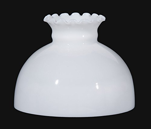 Image of B&P Lamp 9 7 /8 inch Fitter Opal White Glass Classic Vintage Style Dome Student Lamp Shade With Crimp Top