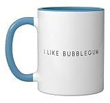 I Like Bubblegum - Minimalist Funny Saying Bubblegum Lover Ceramic Mug, Blue/White