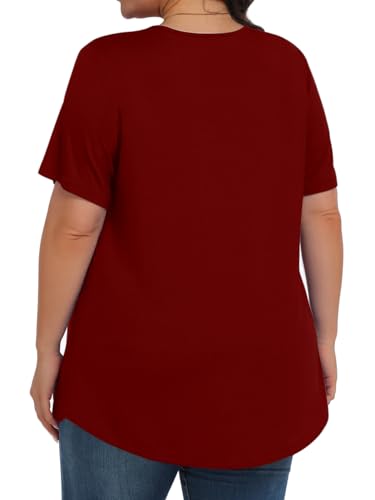 Image of Tencede Womens Plus Size Tops Tunic Short Sleeve Crew Neck Shirts Casual Soft Blouse 1X-5X