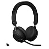 Jabra Evolve2 65 Wireless PC Headset – Cuffie stereo certificate Microsoft Teams con batteria a lunga durata – Adattatore USB-C Bluetooth – Nero