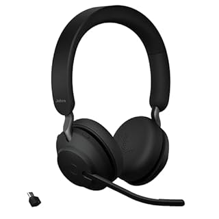 Jabra Evolve2 65 Wireless PC Headset – Cuffie stereo certificate Microsoft Teams con batteria a lunga durata – Adattatore USB-C Bluetooth – Nero