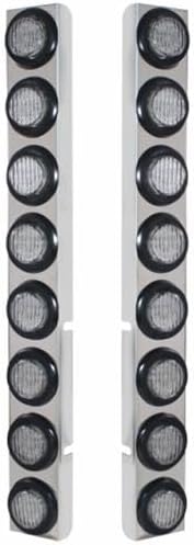 United Pacific 37333 Air Cleaner Light Bar, Rear, Stainless Steel, with Bracket, Clearance/Marker Light, Red LED, Clear Lens, with Rubber Grommets, 9 LED Per Light, for Peterbilt Trucks
