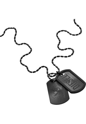 Diesel Herrenkette Font Dog Tag Edelstahl schwarz, DX1554001