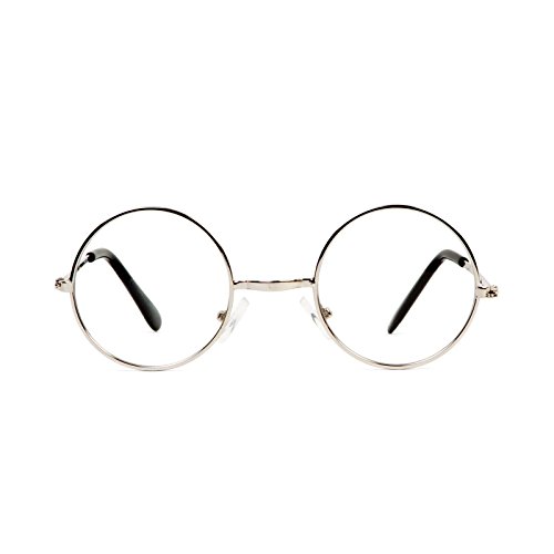 Circular Silver Frame Clear Lens Glasses2