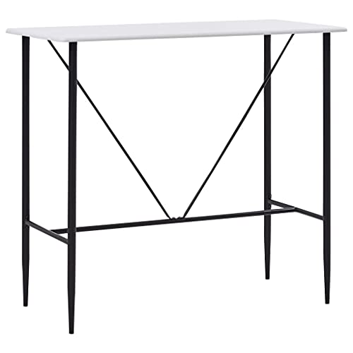 Gecheer - Mesa de bar, color blanco, 120 x 60 x 110 cm, MDF, mesa alta para cocina, bar, comedor, café