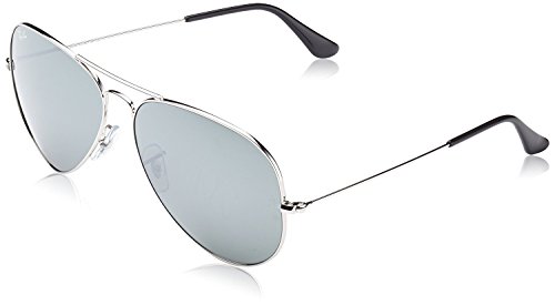 Ray-Ban AVIATOR MIRROR 58mm Silver w/ Polarized Grey Classic Sunglasses