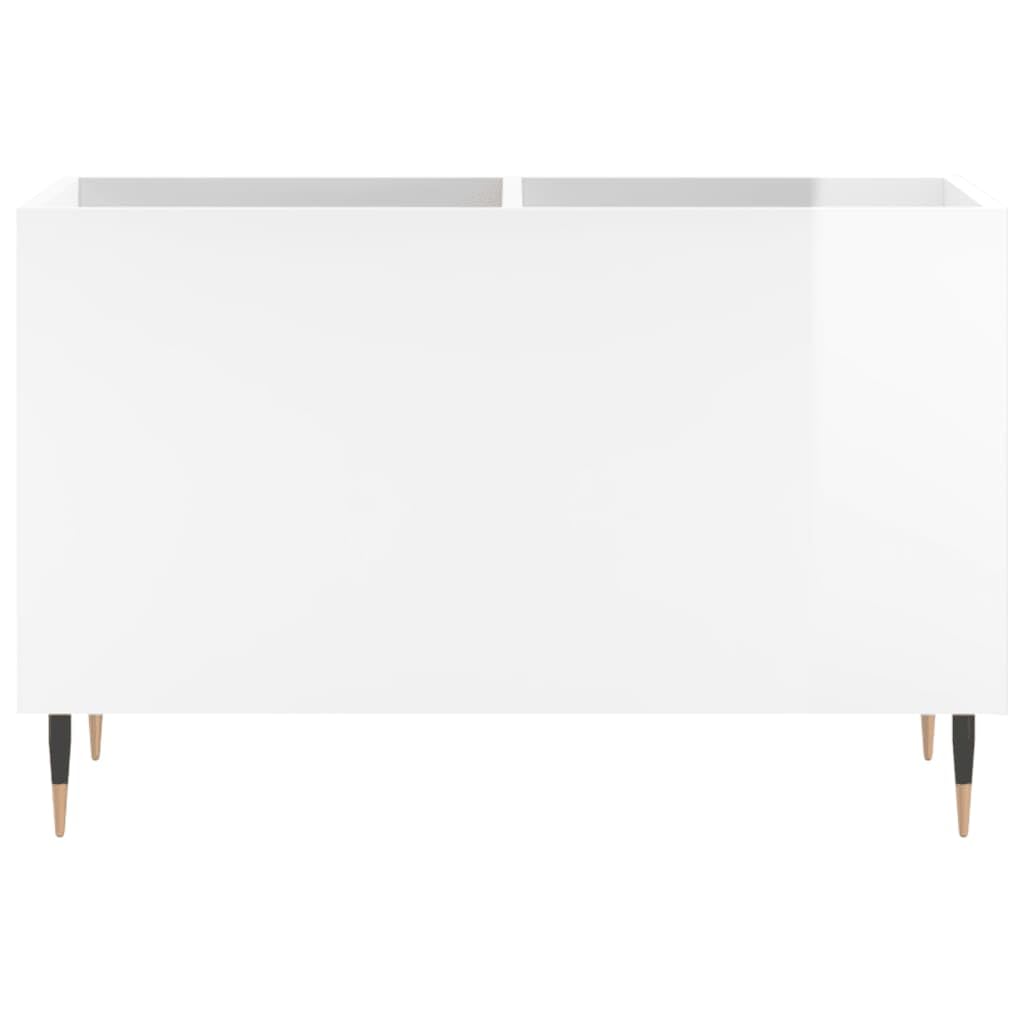 Armadietto per dischi in legno bianco lucido, con gambe in ferro, 74,5 x 38 x 48 cm, spazio per riporre dischi in vinile e CD, in soggiorno, home theater e gaming